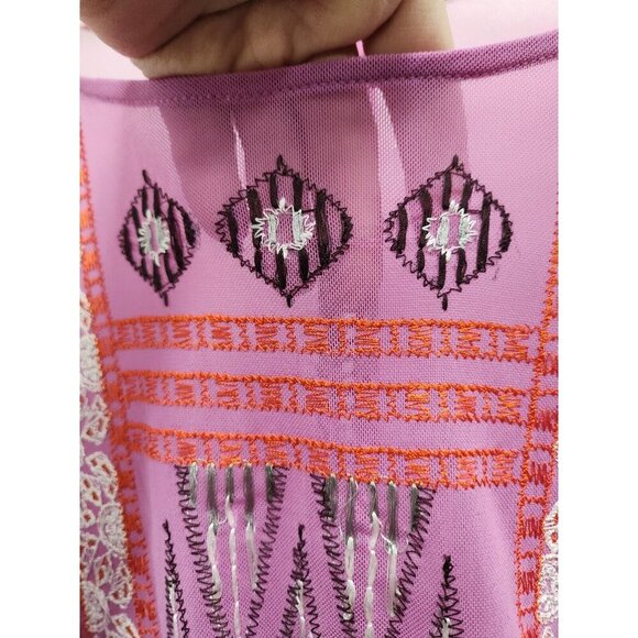 Free People Womens La Cienega Top Small Wisteria Purple Embroidered Sheer BOHO - Picture 5 of 12